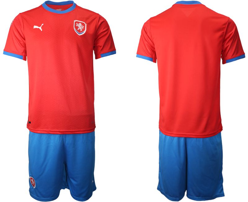 Men 2020-2021 European Cup Czech Republic home red blank Soccer Jersey->czech republic->Soccer Country Jersey